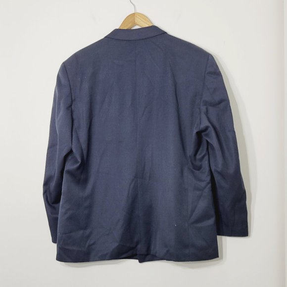 Vintage Navy Pure Wool Academia Business Double Breasted Pocket Made In Canada - Picture 7 of 13